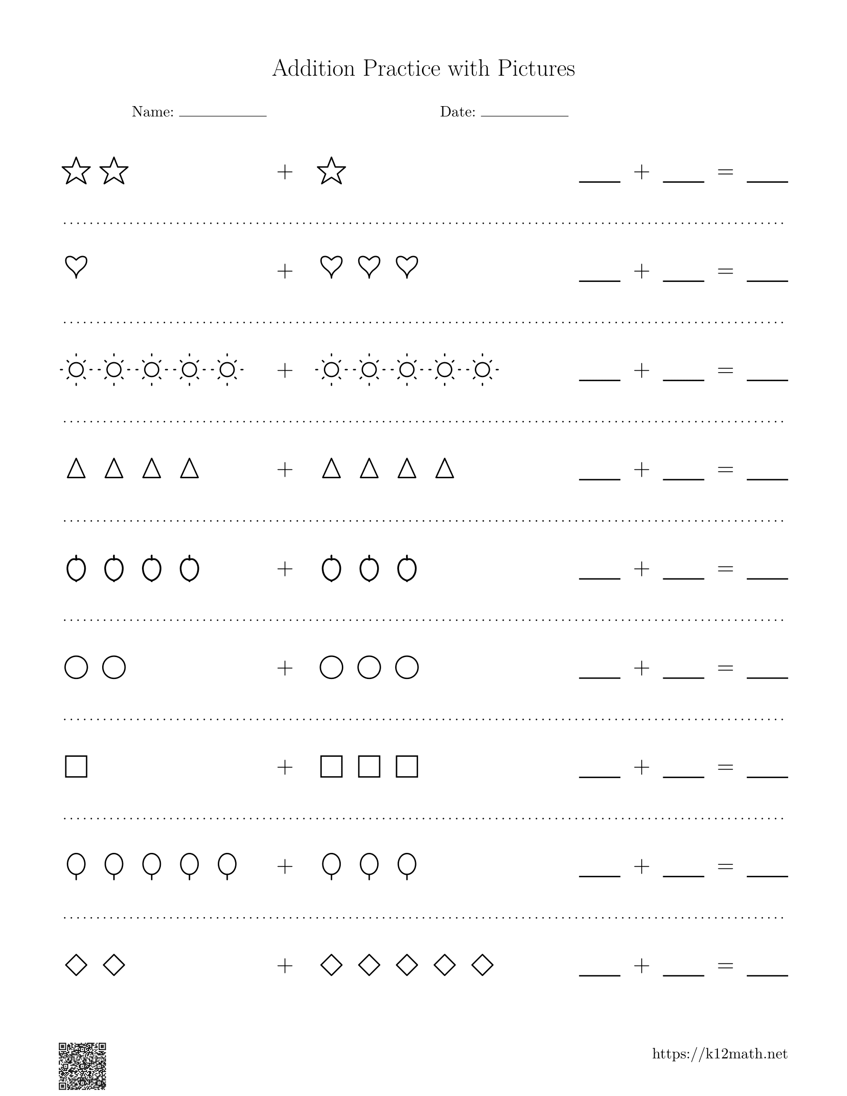 Addition to 10 Worksheet 2