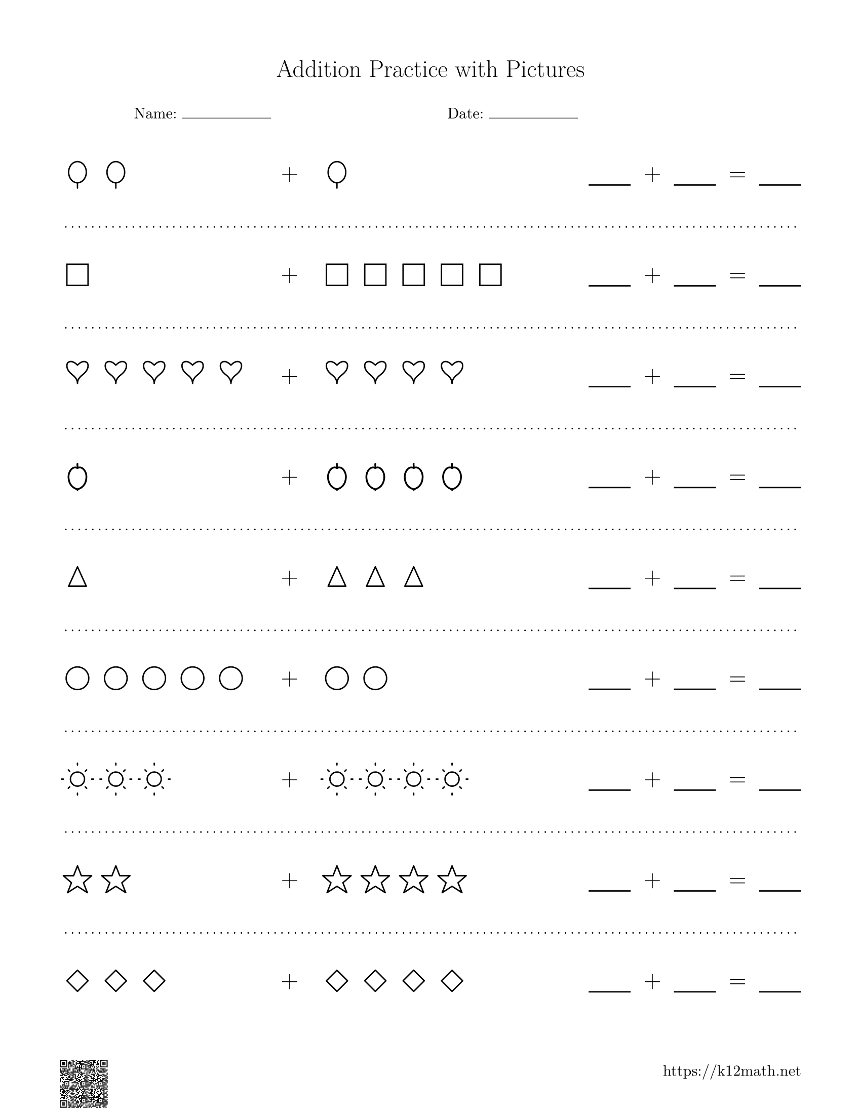 Addition to 10 Worksheet 4