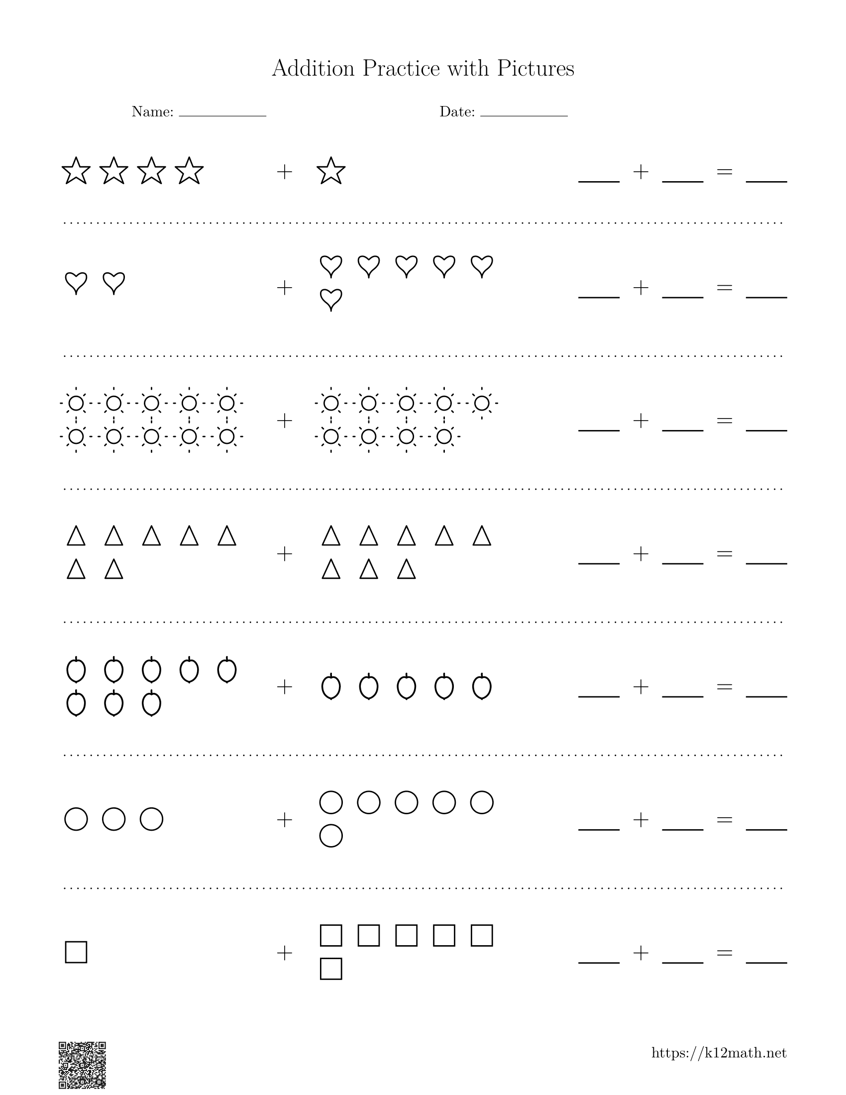Addition to 20 Worksheet 2
