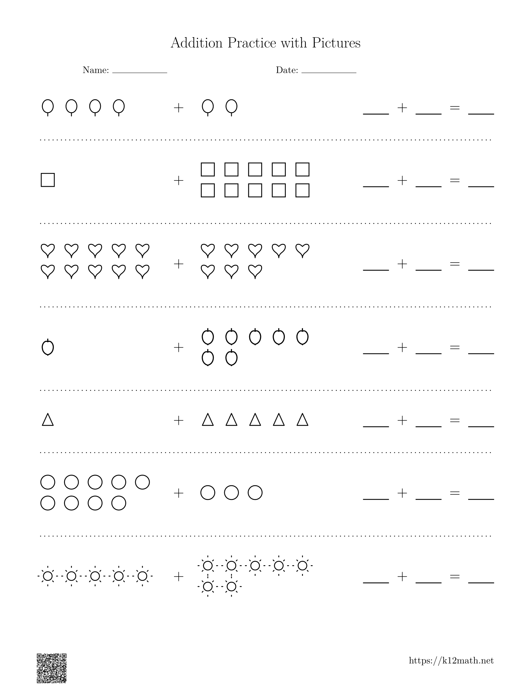 Addition to 20 Worksheet 4