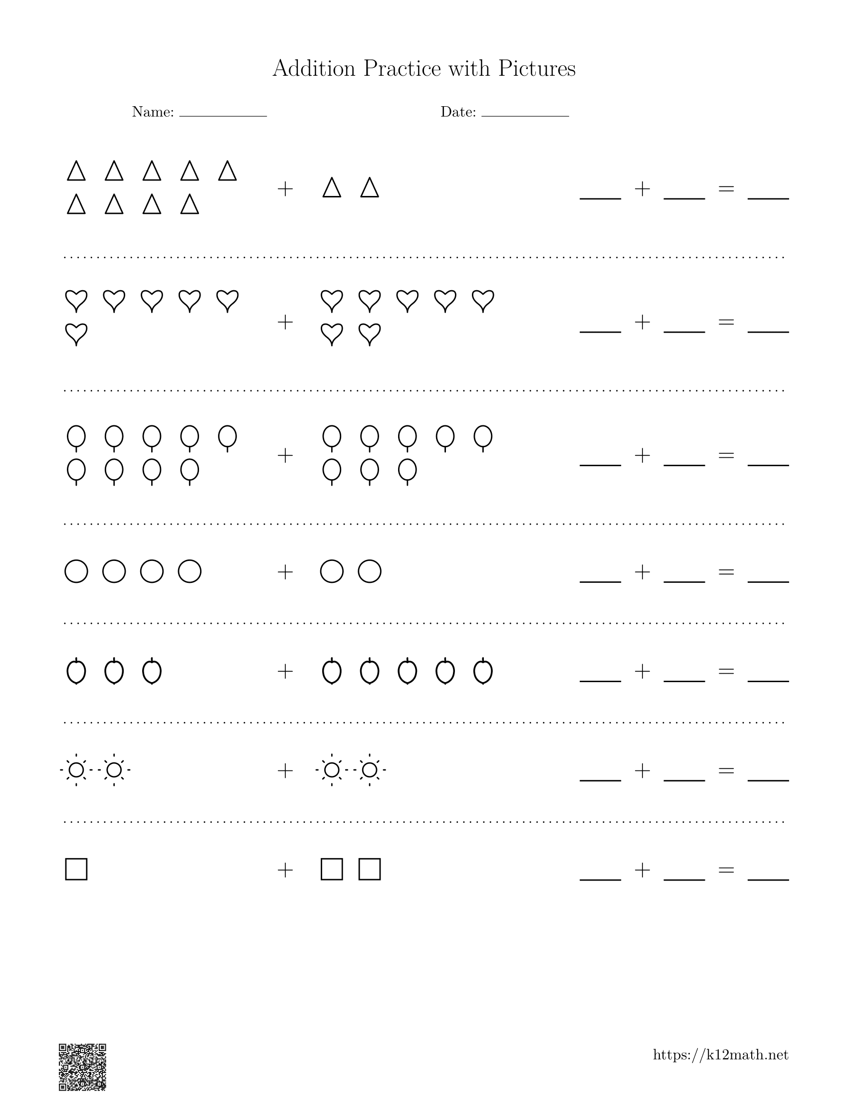 Addition to 20 Worksheet 5
